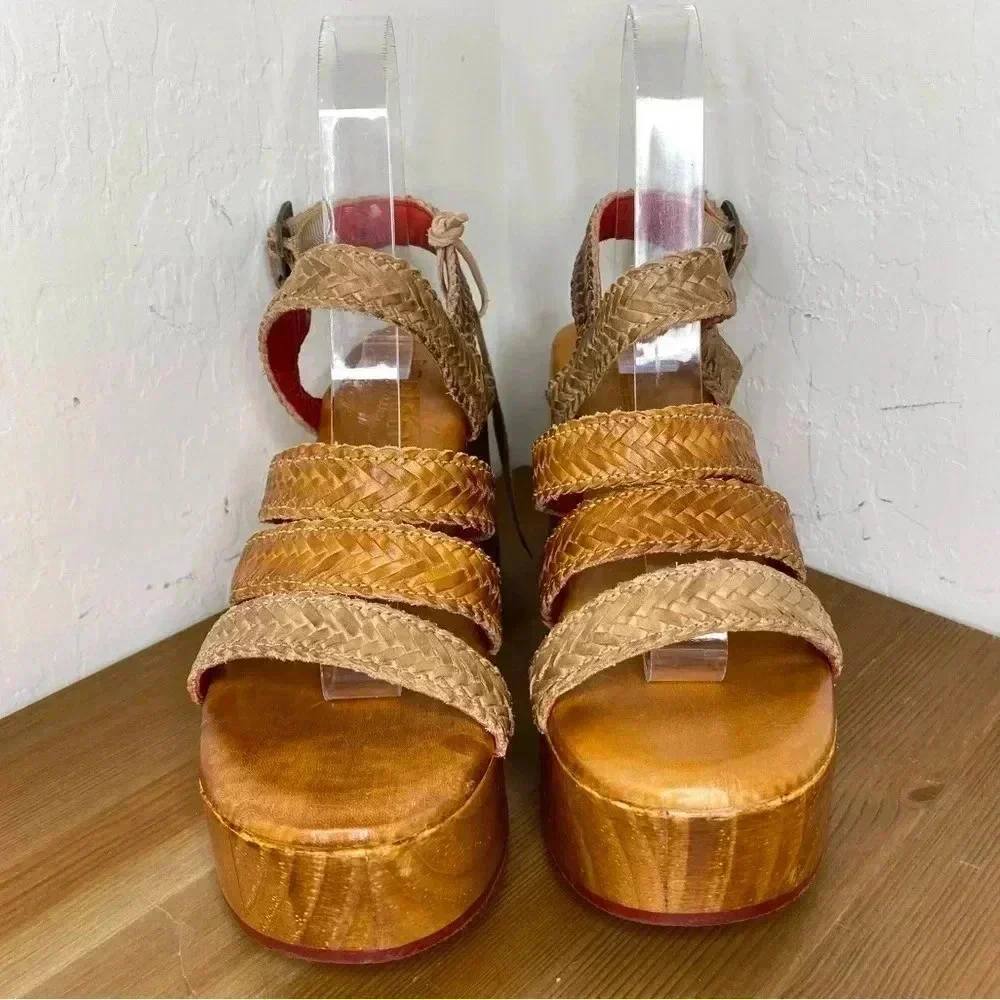 NEW Bed Stu Voicing Braided Leather Platform Sandals Size 7.5